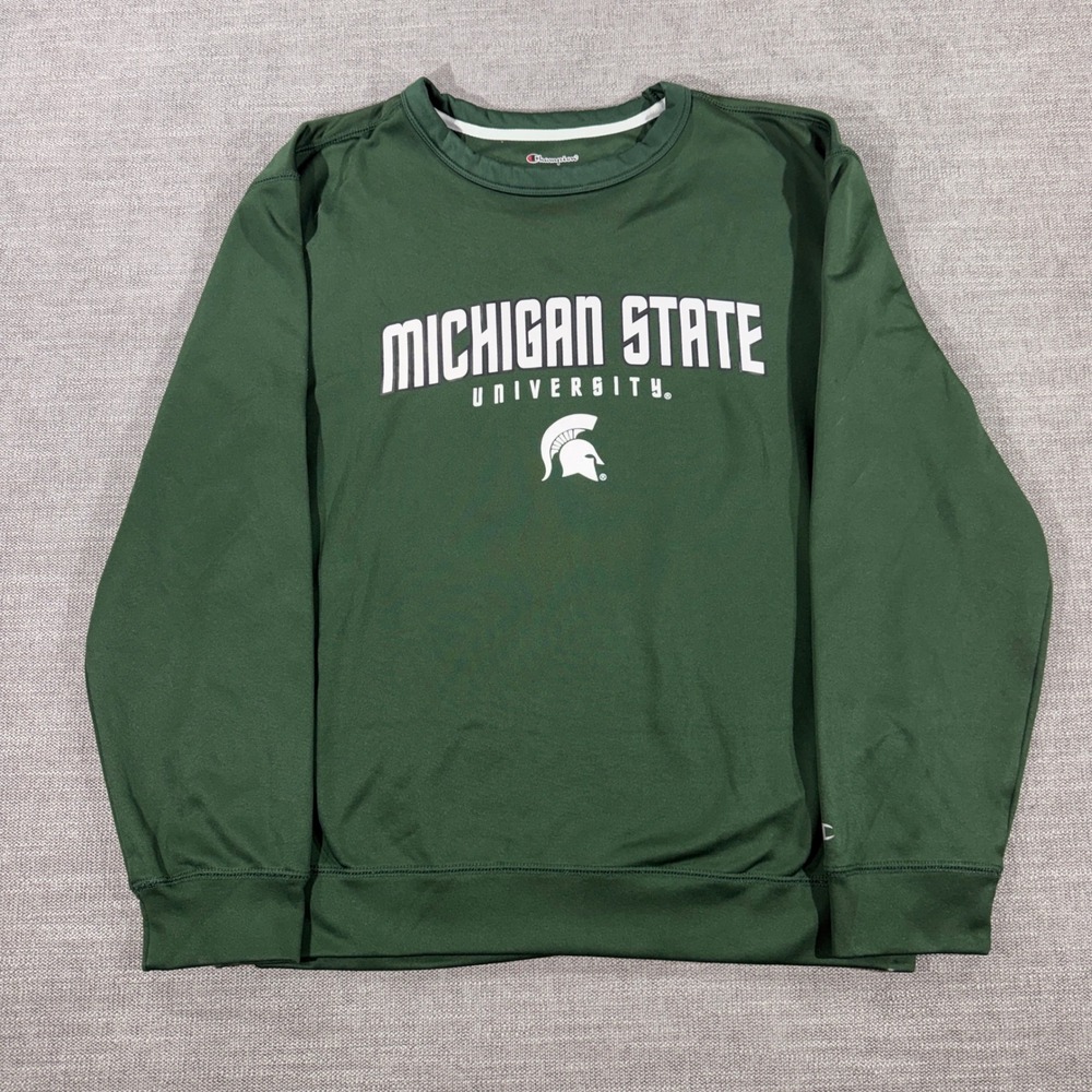 Champion Michigan State University Sweatshirt Mens Medium Green Excellent MSU